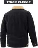 EKLENTSON Winter Jackets for Men Fleece Button Casual Stylish Jacket with Multi Pockets Black, Medium at Amazon Men’s Clothing store - Image 2