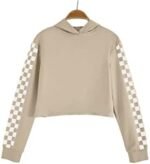 Meikulo Crop Tops for Teen Girls Hoodies Two Piece Outfits Tracksuit Activewear Kids Cute Long Sleeve Sweatshirts Sweatpants Beige, 9-10 Years: Clothing, Shoes & Jewelry - Image 2