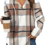 Bofell Womens Fall Fashion Must Haves 2025 Long Sleeve Tops Oversized Sweater Halloween Shirts Sweatshirt Hoodies Woman Winter Clothes Brown Plaid 2XL : Clothing, Shoes & Jewelry
