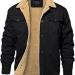 EKLENTSON Winter Jackets for Men Fleece Button Casual Stylish Jacket with Multi Pockets Black, Medium at Amazon Men’s Clothing store