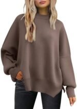 LILLUSORY Oversized Sweaters for Women 2025 Fall Fashion Outfits Trendy Crewneck Knit Cute Lightweight Sweater Pullover Tops Long Sleeve Shirts Winter Clothes Nutmeg L at Amazon Women’s Clothing store
