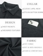 PJ PAUL JONES Men's Casual Button up Shirt Long Sleeve Fashion Texture Button Down Shirt Dark Grey : Clothing, Shoes & Jewelry - Image 7