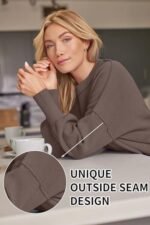 LILLUSORY Oversized Sweaters for Women 2025 Fall Fashion Outfits Trendy Crewneck Knit Cute Lightweight Sweater Pullover Tops Long Sleeve Shirts Winter Clothes Nutmeg L at Amazon Women’s Clothing store - Image 4