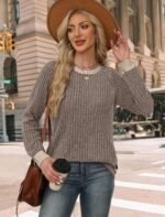 Winter Clothing for Women Long Sleeve Shirts Sweaters Womens Top Boho Early Fall Fashion Must Have Business Casual Comfiest Airport Outfits Fall 2025 Chocolate Brown Clothes Lightweight Cute Trendy at Amazon Women’s Clothing store - Image 4