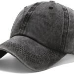 NPJY Vintage Washed Distressed Cotton Dad Hat Baseball Cap Adjustable Trucker Unisex Hats Black at Amazon Men’s Clothing store