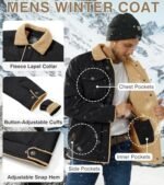 EKLENTSON Winter Jackets for Men Fleece Button Casual Stylish Jacket with Multi Pockets Black, Medium at Amazon Men’s Clothing store - Image 6