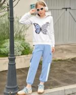 Girls 2 Piece Outfits Toddler Girl Clothes Hoodie Sweatsuits Long Sleeve Pullover Sweatshirt Sweatpants Athletic Tracksuits Jogger Causal Kids Clothing Sets Fall Winter Fashion Lounge Set Blue 4T-5T: Clothing, Shoes & Jewelry - Image 3