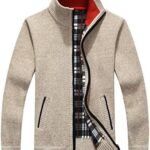 Yeokou Men's Slim Fit Zip Up Casual Knitted Cardigan Sweaters with Pockets (Large, Khaki) at Amazon Men’s Clothing store